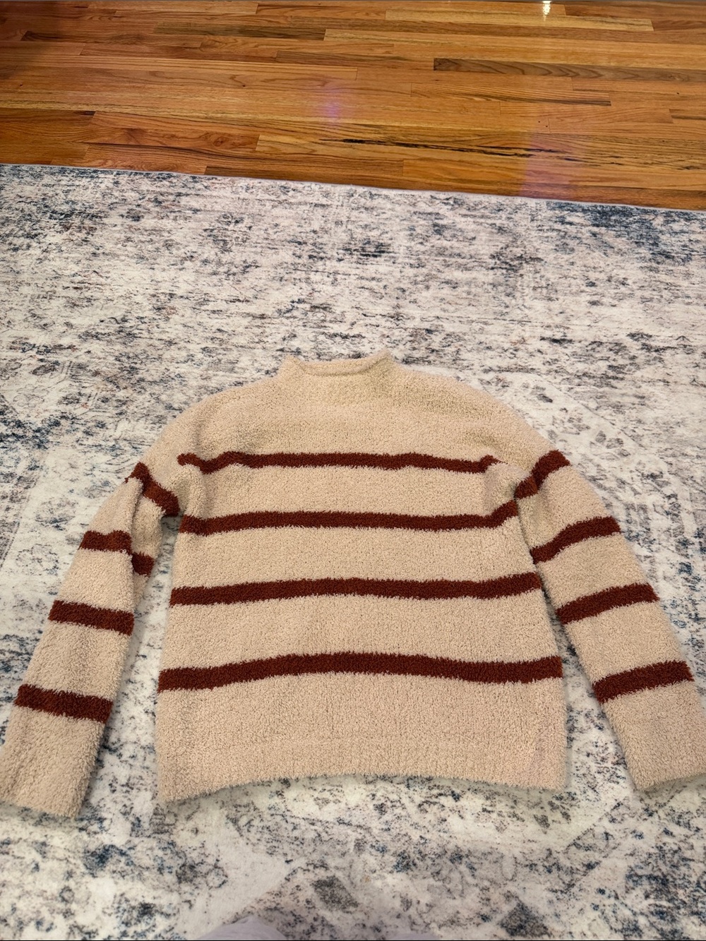 Thread & Supply Cream Sweater with Brown Stripes